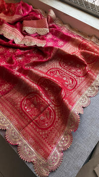 Jacquard Munga Silk Saree with Marodi Zari Border