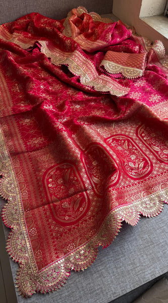 Jacquard Munga Silk Saree with Marodi Zari Border