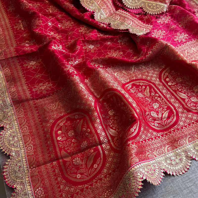Jacquard Munga Silk Saree with Marodi Zari Border