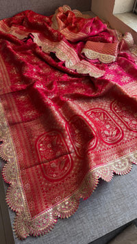 Jacquard Munga Silk Saree with Marodi Zari Border