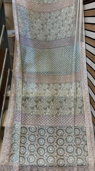 Luxury Pure Georgette Wedding Saree with Pearl & Sequin Work