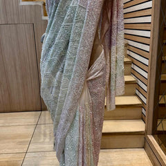 Luxury Pure Georgette Wedding Saree with Pearl & Katdana Work