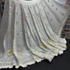 Pure Chanderi Silk Bridal Lehenga Set with Applique & Mukaish Work