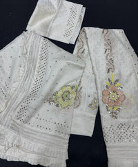 Pure Chanderi Silk Bridal Lehenga Set with Applique & Mukaish Work