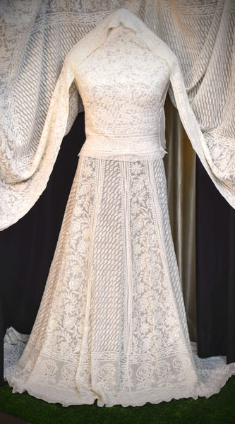Pure Georgette Heavy Bridal Lehenga with Lucknowi & Hand Jaali Work