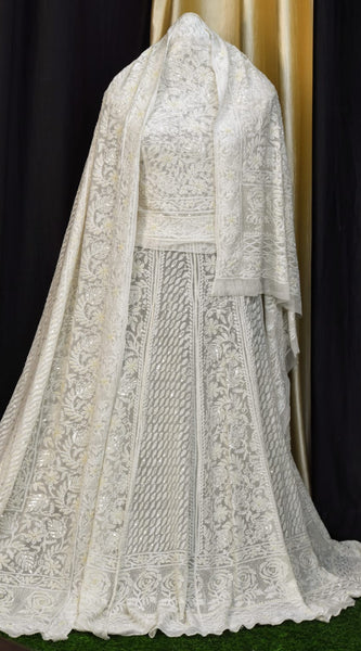 Pure Georgette Heavy Bridal Lehenga with Lucknowi & Hand Jaali Work