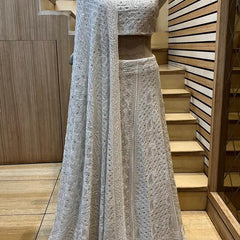 Pure Georgette Bridal Lehenga with Pearl, Sequin & Mirror Work