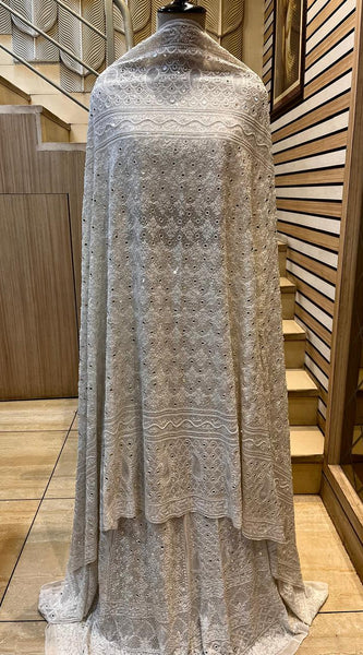 Pure Georgette Bridal Lehenga with Pearl, Sequin & Mirror Work