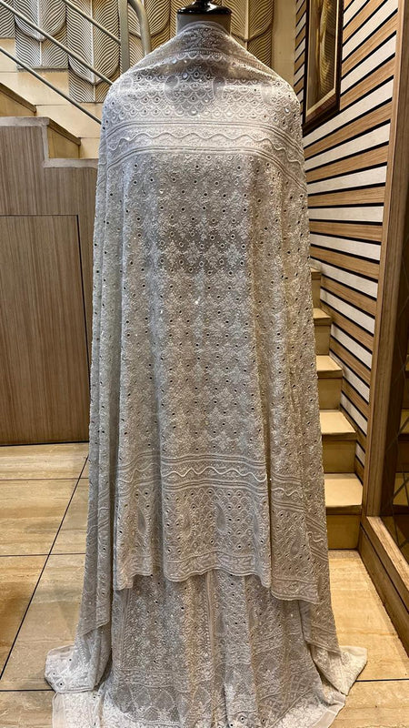 Pure Georgette Bridal Lehenga with Pearl, Sequin & Mirror Work