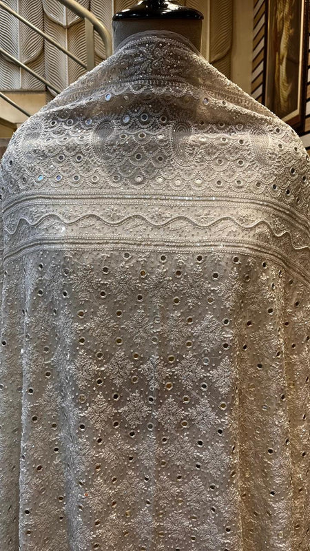 Pure Georgette Bridal Lehenga with Pearl, Sequin & Mirror Work
