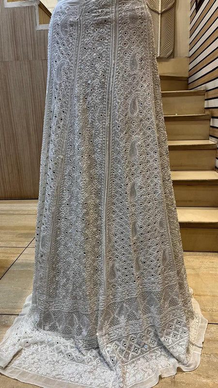 Pure Georgette Bridal Lehenga with Pearl, Sequin & Mirror Work