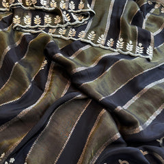Pure Crepe Silk Banarasi Saree with Zardozi, Pearl & Sequins Work