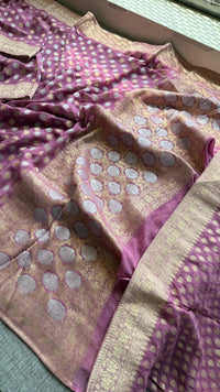 Pure Khaddi Georgette Banarasi Silk Saree in Traditional Weaving Design
