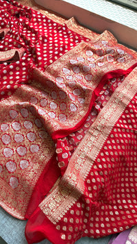 Pure Khaddi Georgette Banarasi Silk Saree in Traditional Weaving Design