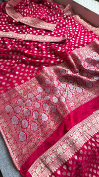 Pure Khaddi Georgette Banarasi Silk Saree in Traditional Weaving Design