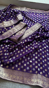 Pure Khaddi Georgette Banarasi Silk Saree in Traditional Weaving Design