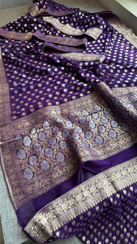 Pure Khaddi Georgette Banarasi Silk Saree in Traditional Weaving Design