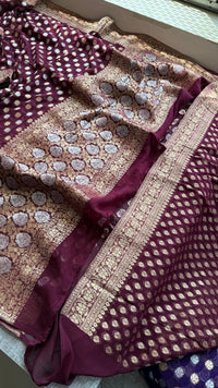 Pure Khaddi Georgette Banarasi Silk Saree in Traditional Weaving Design