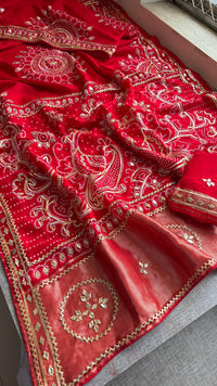Pure Munga Silk Saree with Traditional Sikhiya Gotapatti Work