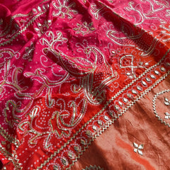 Pure Munga Silk Saree with Traditional Sikhiya Gotapatti Work