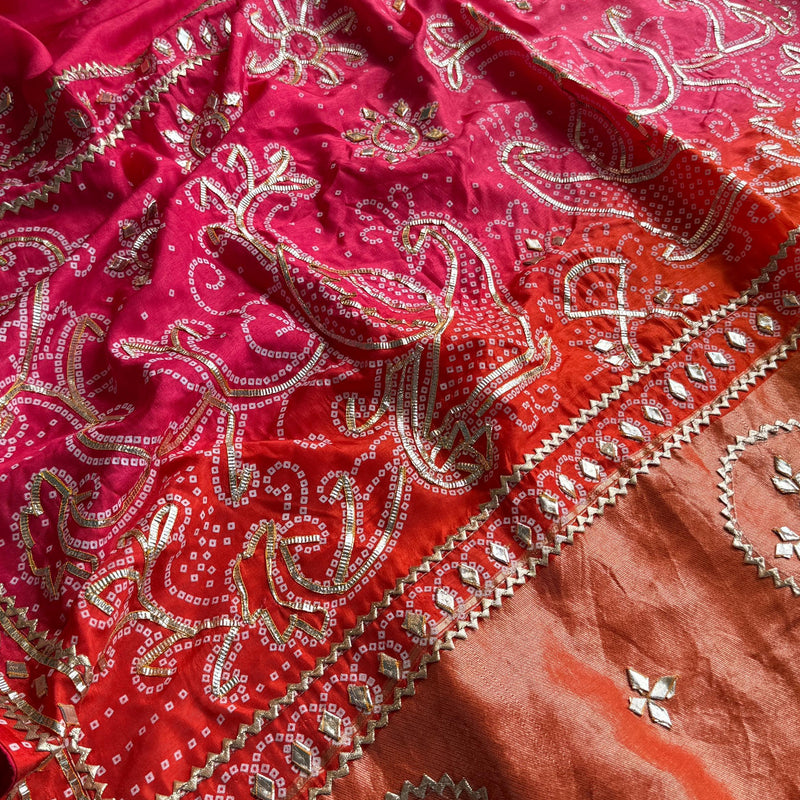 Pure Munga Silk Saree with Traditional Sikhiya Gotapatti Work