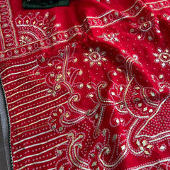 Pure Munga Silk Saree with Traditional Sikhiya Gotapatti Work