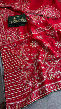 Pure Munga Silk Saree with Traditional Sikhiya Gotapatti Work