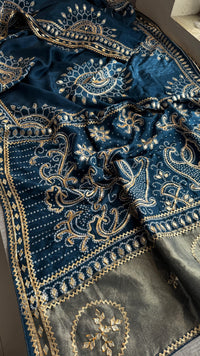 Pure Munga Silk Saree with Traditional Sikhiya Gotapatti Work