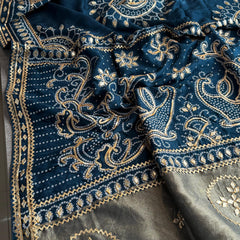 Pure Munga Silk Saree with Traditional Sikhiya Gotapatti Work