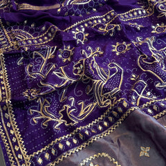 Pure Munga Silk Saree with Traditional Sikhiya Gotapatti Work