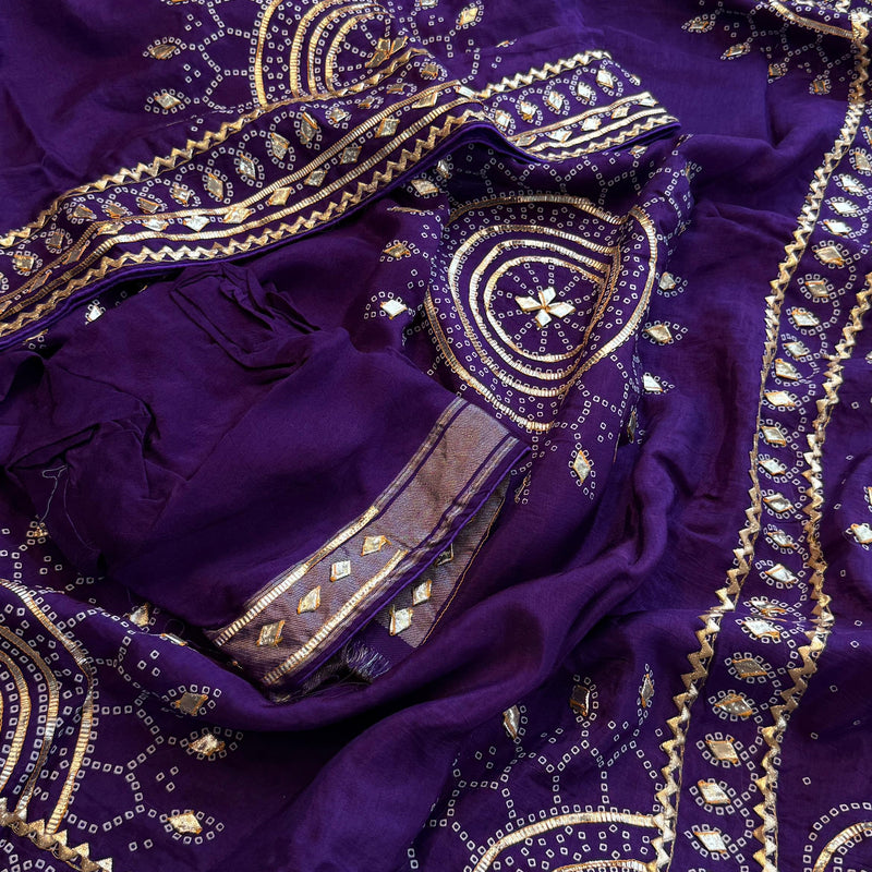 Pure Munga Silk Saree with Traditional Sikhiya Gotapatti Work