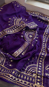 Pure Munga Silk Saree with Traditional Sikhiya Gotapatti Work