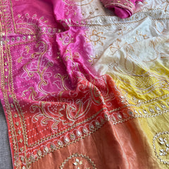 Pure Munga Silk Saree with Traditional Sikhiya Gotapatti Work