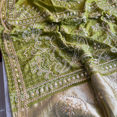 Pure Munga Silk Saree with Traditional Sikhiya Gotapatti Work