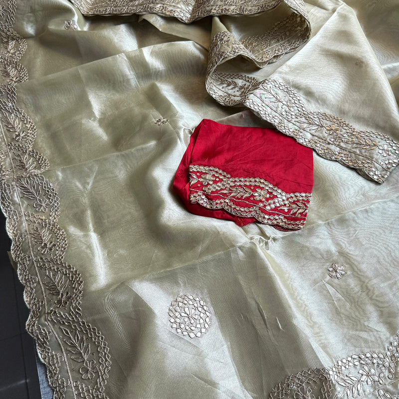 Handloom Tissue Silk Wedding Saree with Gotapatti & Sequins Detailing 7