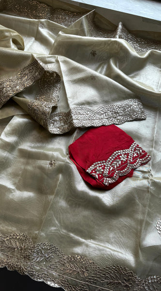 Handloom Tissue Silk Wedding Saree with Gotapatti & Sequins Detailing 7
