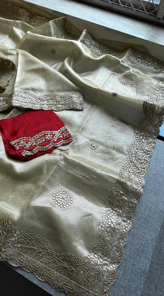 Handloom Tissue Silk Wedding Saree with Gotapatti & Sequins Detailing 7