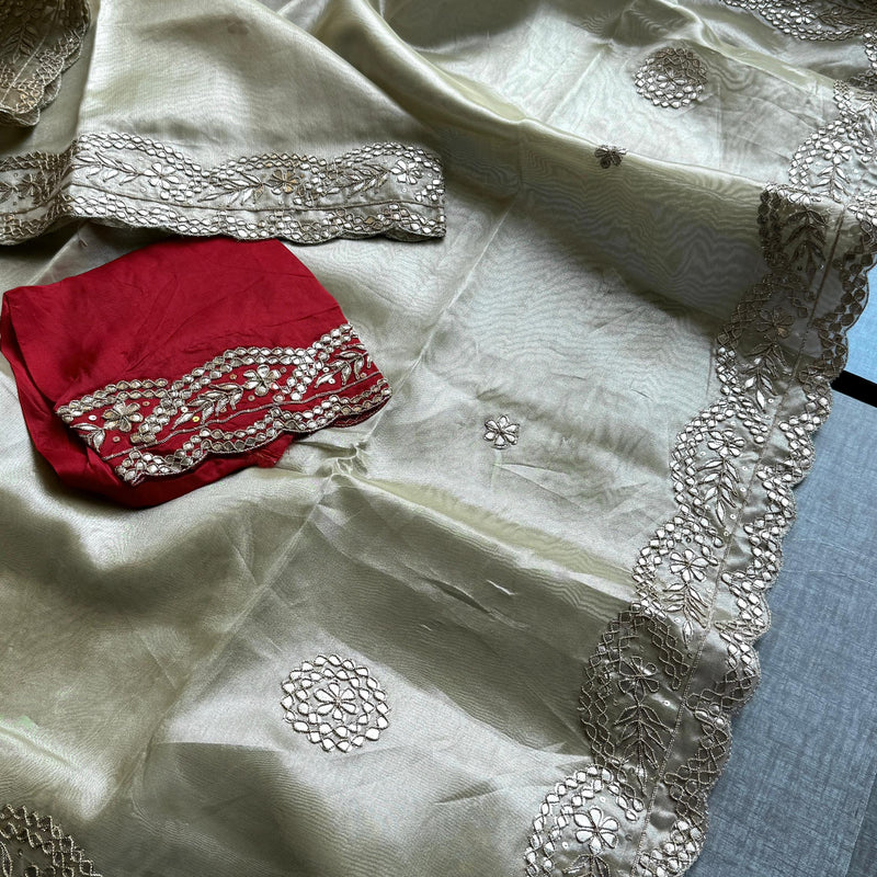Handloom Tissue Silk Wedding Saree with Gotapatti & Sequins Detailing 7