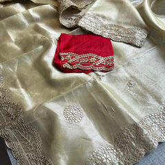Handloom Tissue Silk Wedding Saree with Gotapatti & Sequins Detailing 7