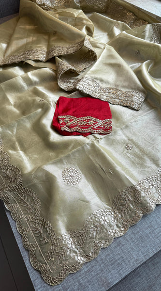 Handloom Tissue Silk Wedding Saree with Gotapatti & Sequins Detailing 7