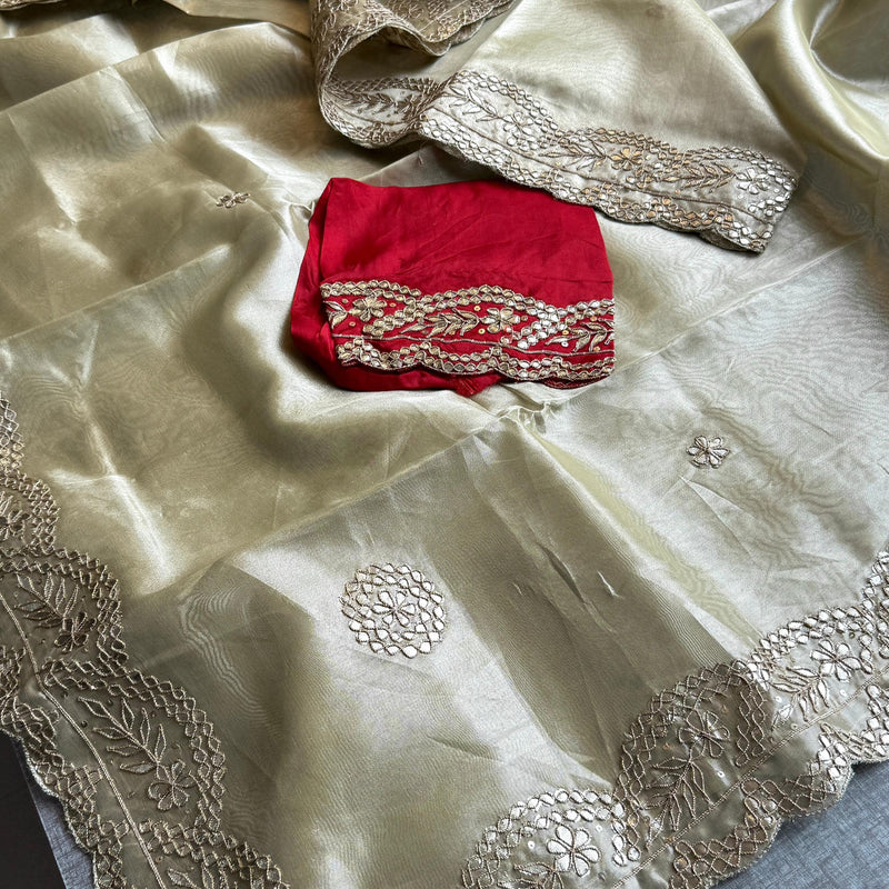 Handloom Tissue Silk Wedding Saree with Gotapatti & Sequins Detailing 7
