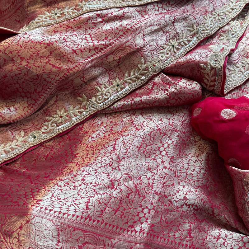 Khaddi Georgette Banarasi Silk Saree with Zardozi & Premium Stone Work 8