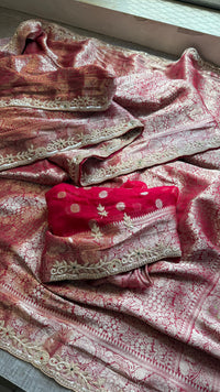Khaddi Georgette Banarasi Silk Saree with Zardozi & Premium Stone Work