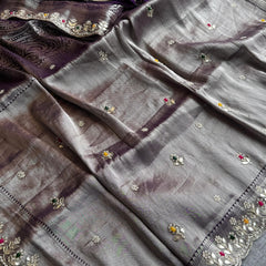 Khaddi Georgette Banarasi Silk Saree with Zardozi & Gotapatti Detailing