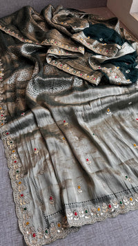 Khaddi Georgette Banarasi Silk Saree with Zardozi & Gotapatti Detailing
