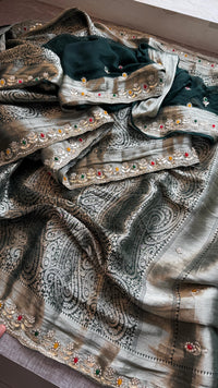 Khaddi Georgette Banarasi Silk Saree with Zardozi & Gotapatti Detailing
