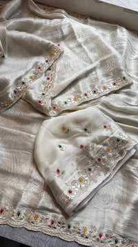 Khaddi Georgette Banarasi Silk Saree with Zardozi & Gotapatti Detailing