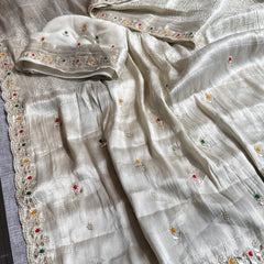 Khaddi Georgette Banarasi Silk Saree with Zardozi & Gotapatti Detailing