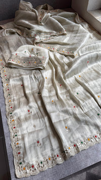 Khaddi Georgette Banarasi Silk Saree with Zardozi & Gotapatti Detailing