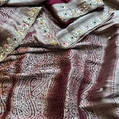 Khaddi Georgette Banarasi Silk Saree with Zardozi & Gotapatti Detailing